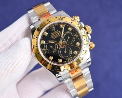 ROLEX Gold Black Replica Daytona 40MM 18K Imported Steel 904L Steel Black Watch